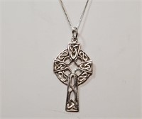 .925 Sterling Silver Celtic Cross Pendant & Chain