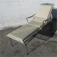 Wrought Iron Lounge Chair, w/ Wheels for Moving