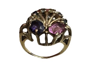 10k Antique Gemstone Ring, Damage