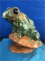 Large Toad on a Toadstool Ceramic Pottery Statue