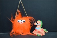 Vtg. 1960's Pretend Purse & Baby Squeeze Toy Horse