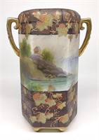 Nippon Scenic Lake & Fall Leaves Decorated Vase