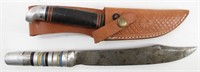 WW II WESTERN L66 Fighting Knife w/ Leather Sheath