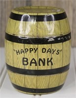 J Chein Happy Days Metal Barrel Bank