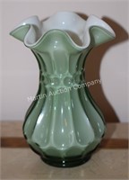 (K) Fenton Sea Foam Cased Glass Vase