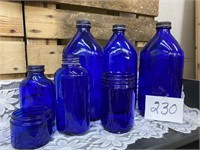 COBALT BLUE GLASS BOTTLES / JARS