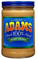 Adams 100% Natural Creamy Peanut Butter 1kg