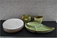 Frankoma Pottery - 3 Prairie Green & 3 Plates