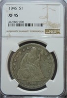 1846 Liberty seated dollar NGC XF45
