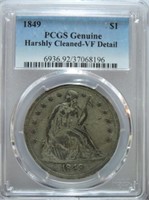 1849 Liberty seated dollar PCGS VF detail,