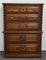 Oak Barley Twist Chest on Chest of Drawers
