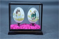 Painted Eggs Glass Enclosed