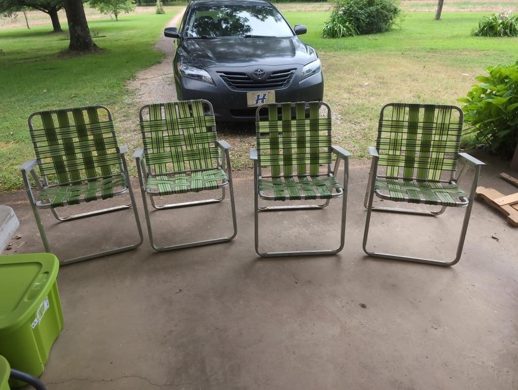 4 vintage aluminum folding chairs
