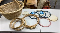 Assorted Sizes Stitch Frames and Basket