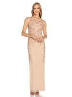 Size 14 Adrianna Papell Womens Beaded Gown