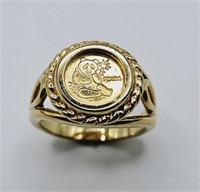 18K Gold Plated Panda Coin Ring