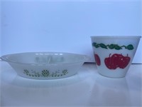 Vintage Glasbake Dish & Apple Mixing Bowl