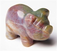 Natural Carved Indian Agate Stone Pig Ornament