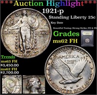 *Highlight* 1921-p Standing Liberty 25c Graded Sel