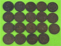 (19) Indan Head Cents, various dates