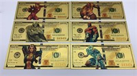 Marvel Superhero Collectible Gold Bills lot