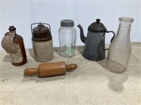 #2 qt jug, linement bottle, coffee pot, milk