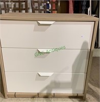 Three white drawer side dresser, modern design
