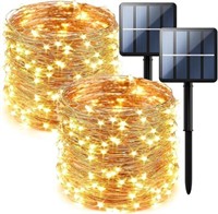 2-Pk 200 LED Solar Fairy Lights Outdoor, Upgraded