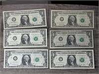 (6) Various One Dollar Bills