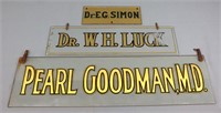 (3) Reverse Painted Glass Doctor Signs