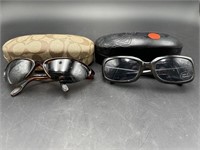 GROUP LOT OF 2 PR OF SUNGLASSES AND 2 CASES