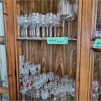M164 Two shelves of Crystal Glassware and more