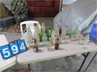 GROUP OF OLD BOTTLES- COCA COLA, PEPSI, SQUIRT,