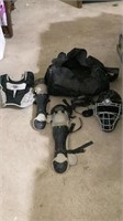 Louisville catchers gear, duffel bag, face mask