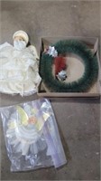 2 Vintage angel tree Toppers and wreath