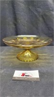 Anchor Hocking Amber glass footed cake platter