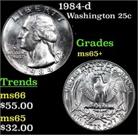 1984-d Washington Quarter 25c Grades GEM+ Unc