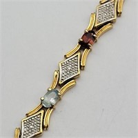925 SILVER W AUTHENTIC GEMSTONES GOLD OVERLAY