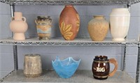 Lot Of 8 Vases, Tankard, Glass Bowl