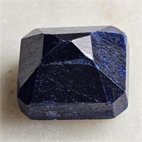 CERT 8.96 Ct Faceted Heated Blue Sapphire, Rectang
