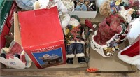 (2) Boxes w/Santa Clauses & Christmas Decor