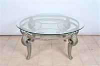 Neoclassical Style Glass Top Coffee Table