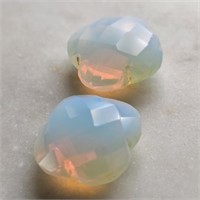 15 Ct Faceted Red Quartz Gemstones Pair of 2 Pcs,