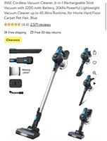 INSE Cordless Vacuum Cleaner, 6-in-1 Rechargeable