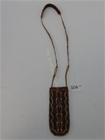 Native American Beaded Pouch w/Strap - 6.25" L