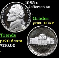 Proof 1985-s Jefferson Nickel 5c Grades GEM++ Proo