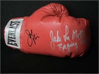 Jake LaMotta Joe Pesci signed boxing glove COA