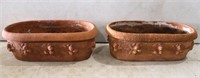 (2) Oblong Terra Cotta Flower Pots