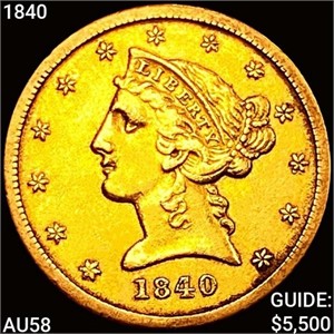 1840 $5 Gold Half Eagle