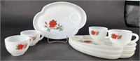 4 Vintage Federal Rosecrest Snack Plates